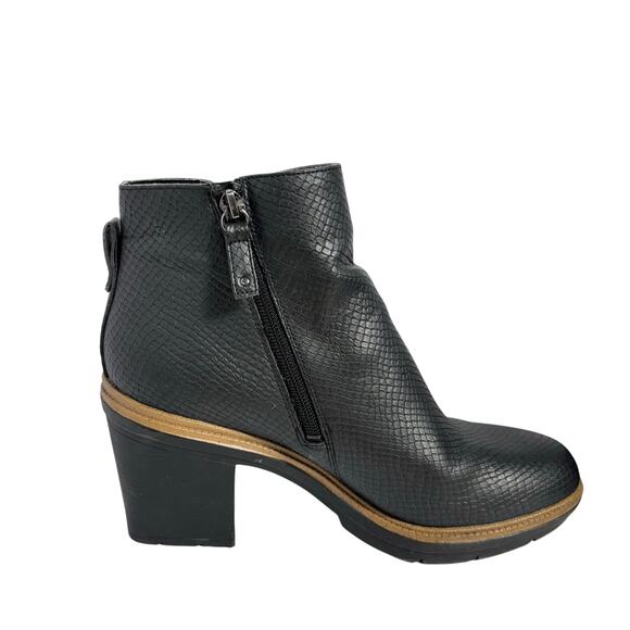 Dr. Scholl's FINDER KEEPER Black Faux-Snakeskin Ankle Boots 3" Heel Size 10 - Picture 6 of 9